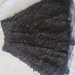 Eliza J new black with gold flowers applique skirt 2